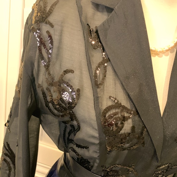 H&M Edition black sequined organza button down shirt in black Small - Picture 9 of 10